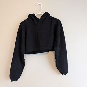 Aritzia Hoodie Women’s Small Black Cropped Sweatfleece Cozy Fleece